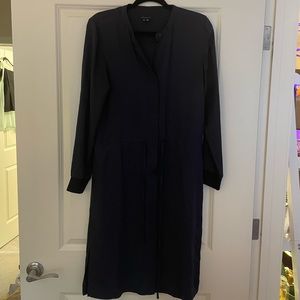 Theory Navy Silk button down shirt dress